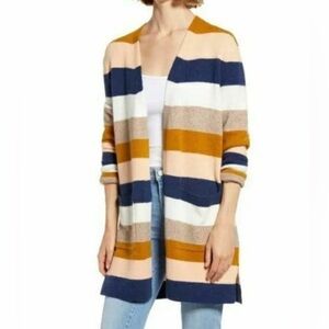 MADEWELL Kent Open Front Cardigan‎ Sweater Poly Wool Alpaca Stripes Soft Cozy S